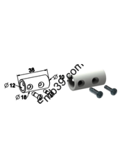 Manchon d'adaptation Øint. 12 mm x Ø10 mm + 2 vis - blanc - Manchon d'adaptation Øint. 12 mm x Ø10 mm + 2 vis - blanc