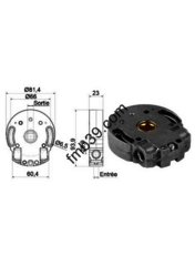 Treuil à vis sans fin rapport 7/1 entrée 6P7 sortie 6P16 avec FDC - Treuil à vis sans fin rapport 7/1 entrée 6P7 sortie 6P16 avec FDC