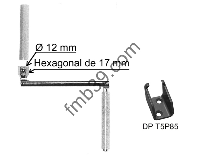 Pièces pour tringles Manivelles acier pour tringle Ø 12 - bras rond de 190 mm