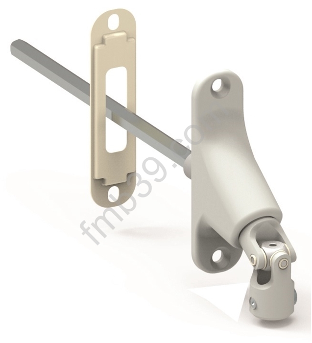 Sorties de caissons - Blocs guide - Cardans Double cardan blanc à 90° avec bâti étroit