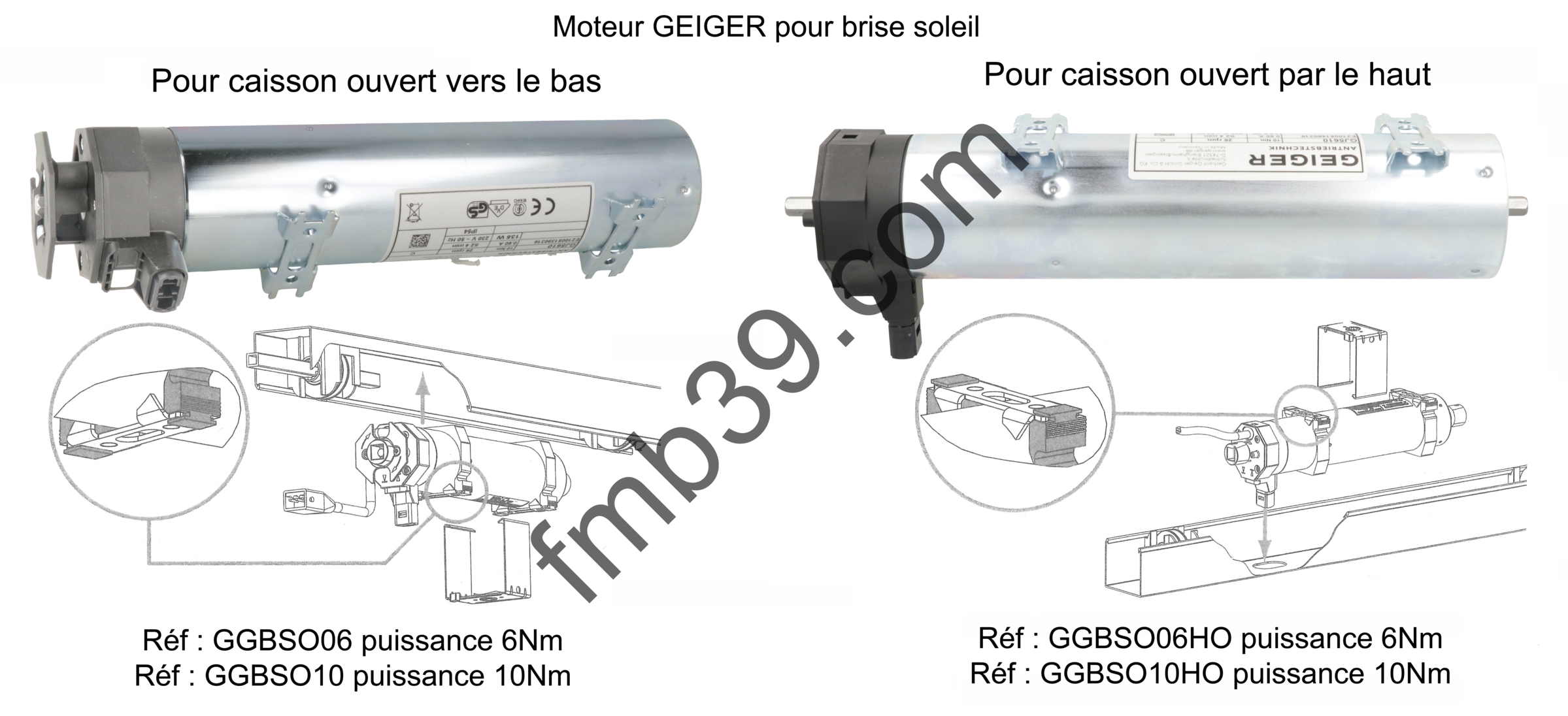 Moteurs pour Brise Soleil Orientable (BSO) Moteur GEIGER pour BSO - Ø 55 mm