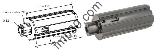 Embouts ZF 54 Embout escamotable ZF54 crabot mâle Ø12 mm femelle x carré 10 femelle