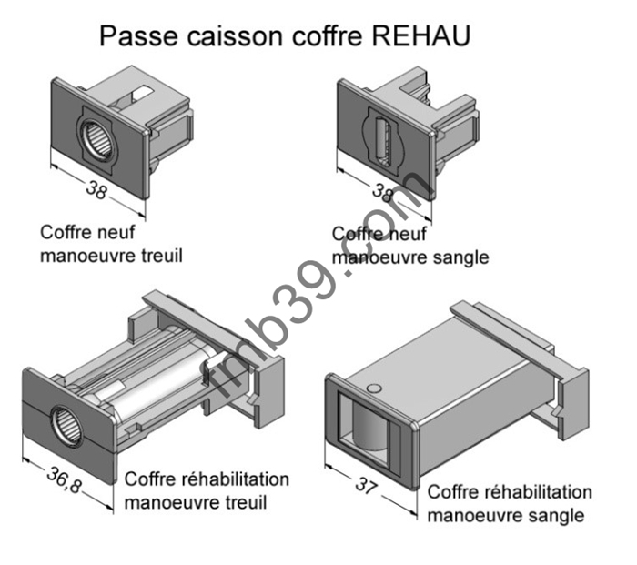 Composants et tiroirs pour coffres Passe caisson REHAU par treuil coffre neuf