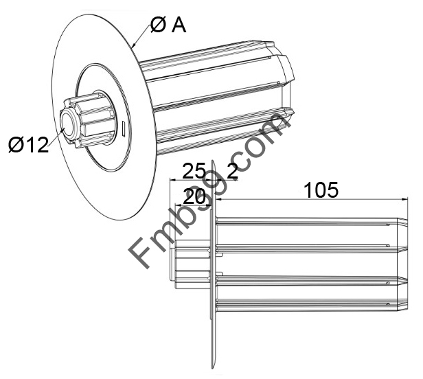Embouts Embout Flasque Ø135 mm tube octo 40 pose sur téton de 12 mm