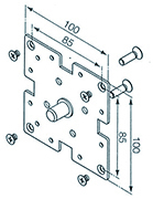 Supports moteurs Support moteur NICE Ø45 mm carré - 100 x 100 mm - Moteur MH