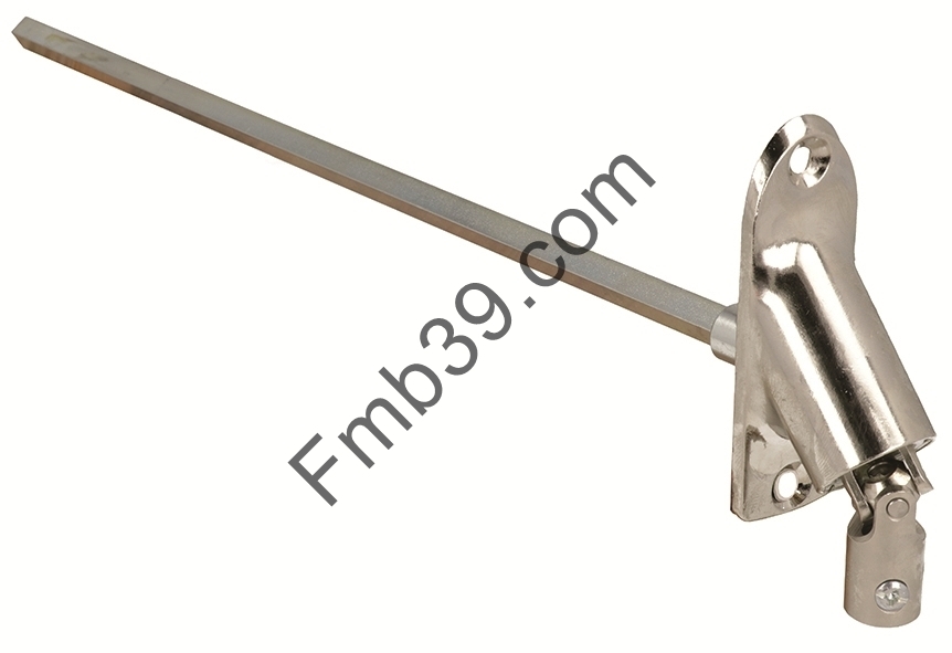 Sorties de caissons - Blocs guide - Cardans Sortie de caisson zamac 90° plat. chromé Ø12 x hexa de 7 Lg 300