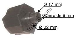 Embouts Embout pour axe hexa de 50 carré de 8 mm