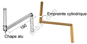 Pièces pour tringles Manivelle alu laqué blanc pour tringle Ø 12 - bras de 190 mm