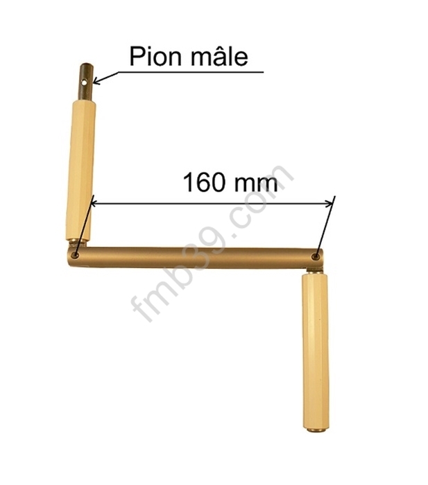 Pièces pour tringles Manivelles alu bras rond 160 mm pour tringles Ø 13 et 15 mm