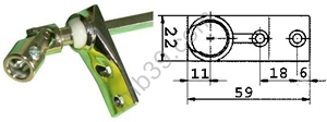 Sorties de caissons - Blocs guide - Cardans Sorties de caisson à 45° platine zamac 2 trous 59 x 22 mm