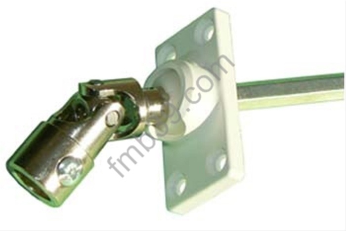 Sorties de caissons - Blocs guide - Cardans Sorties de caisson à 45° platine pvc 4 trous 52 x 26 mm