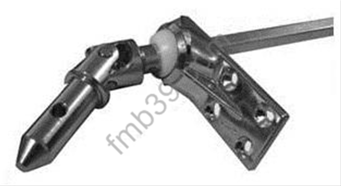 Sorties de caissons - Blocs guide - Cardans Sorties de caisson à 45° pion mâle platine zamac 4 trous 59 x 22 mm