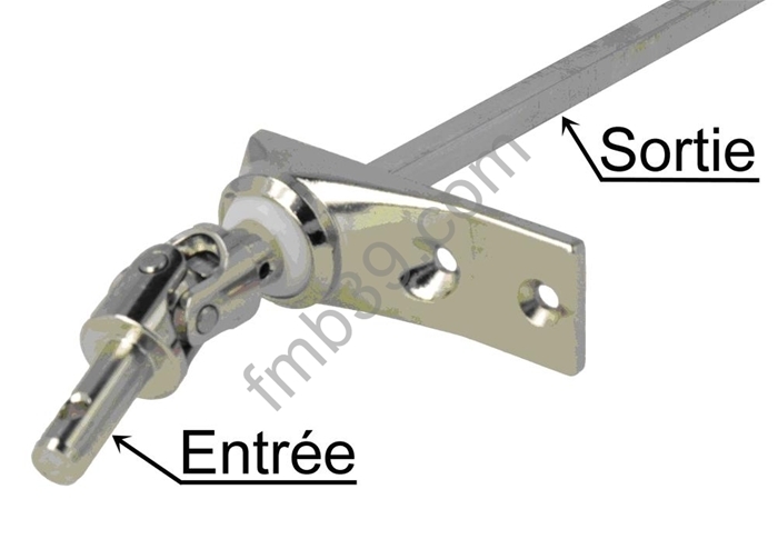 Sorties de caissons - Blocs guide - Cardans Sortie de caisson à 45° pion mâle platine 2 trous 59 x 22 mm